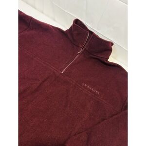 Swandri Wool Jacket Pullover 1/4 Zip Maroon Men's Large/XL 40" Pockets Vintage